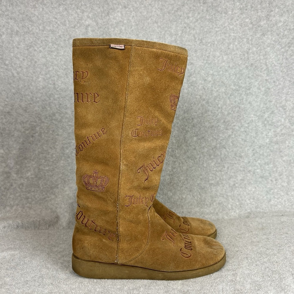 Juicy Couture Y2K Shearling Winter Boots Brown Logo Smells Like Couture Sz 8